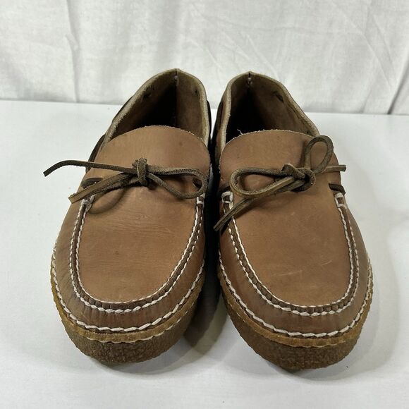 Cabelas Vintage Leather Camp Moccasin Mens 7.5 Slip on Loafers Brown Brazil main image 7